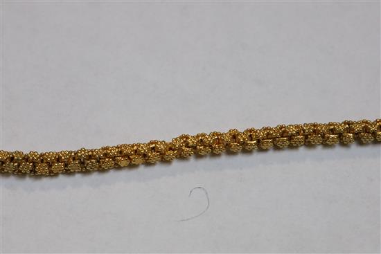 A Victorian gold fancy cluster link guard chain, 134cm.